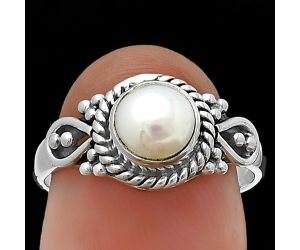 Natural Fresh Water Pearl Ring Size-7 SDR210696, 6x6 mm
