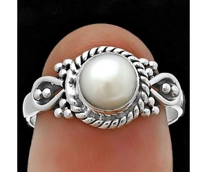 Natural Fresh Water Pearl Ring Size-7 SDR210698, 6x6 mm