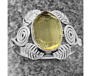 Southwest - Yellow Scapolite Rough Ring Size-8 SDR210857 R-1352, 9x12 mm