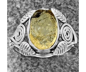 Southwest - Yellow Scapolite Rough Ring Size-7 SDR210859, 9x13 mm
