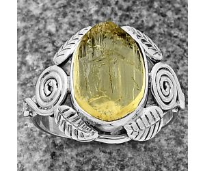 Southwest - Yellow Scapolite Rough Ring Size-7 SDR210862 R-1352, 9x12 mm