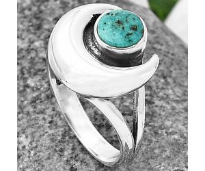 Crescent Moon - Natural Turquoise Morenci Mine Ring Size-6 SDR210933 R-1072, 6x6 mm