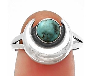 Crescent Moon - Natural Turquoise Morenci Mine Ring Size-7 SDR210938 R-1072, 6x6 mm