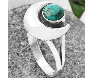 Crescent Moon - Natural Turquoise Morenci Mine Ring Size-7 SDR210938 R-1072, 6x6 mm