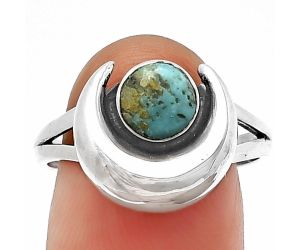 Crescent Moon - Natural Turquoise Morenci Mine Ring Size-7 SDR210940 R-1072, 6x6 mm