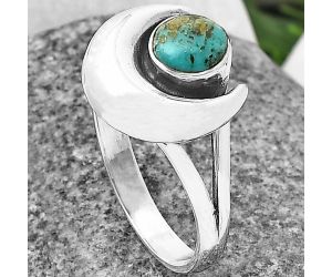 Crescent Moon - Natural Turquoise Morenci Mine Ring Size-7 SDR210940 R-1072, 6x6 mm
