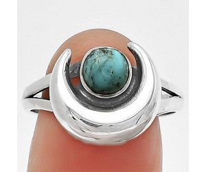 Crescent Moon - Natural Turquoise Morenci Mine Ring Size-7 SDR210941 R-1072, 6x6 mm