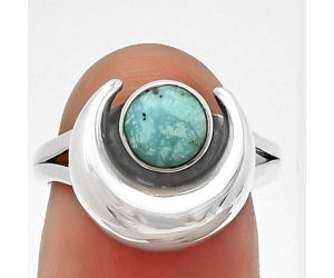 Crescent Moon - Natural Turquoise Morenci Mine Ring Size-8 SDR210944 R-1072, 6x6 mm