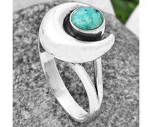 Crescent Moon - Natural Turquoise Morenci Mine Ring Size-8 SDR210944 R-1072, 6x6 mm