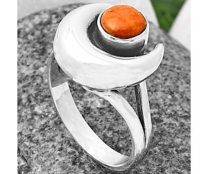 Crescent Moon - Red Sponge Coral Ring Size-6 SDR210988 R-1072, 6x6 mm