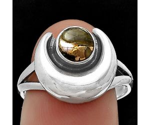Crescent Moon - Copper Abalone Shell Ring Size-8 SDR210996 R-1072, 6x6 mm