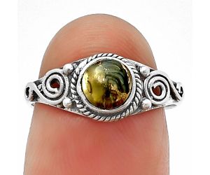 Copper Abalone Shell Ring Size-7 SDR211037 R-1238, 6x6 mm