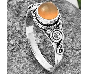 Peach Moonstone Ring Size-8 SDR211088 R-1238, 6x6 mm