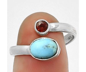 Natural Turquoise Morenci Mine and Garnet Ring Size-9 SDR211104 R-1205, 6x8 mm
