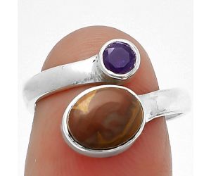 Noreena Jasper and Amethyst Ring Size-7 SDR211109 R-1205, 7x9 mm