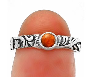 Red Sponge Coral Ring Size-6 SDR211194 R-1042, 4x4 mm