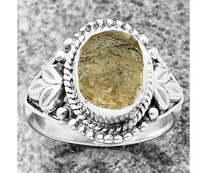 Yellow Scapolite Rough Ring size-7.5 SDR211295 R-1300, 8x10 mm