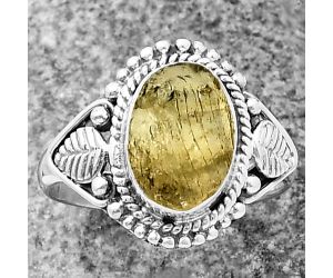 Yellow Scapolite Rough Ring size-8 SDR211298, 8x11 mm