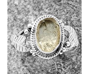 Yellow Scapolite Rough Ring size-7.5 SDR211307, 7x10 mm