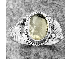 Yellow Scapolite Rough Ring size-7 SDR211308, 7x9 mm