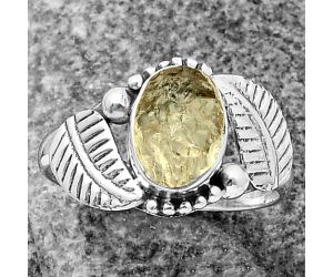 Yellow Scapolite Rough Ring size-8.5 SDR211345, 7x9 mm