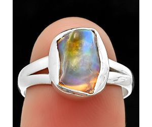 Ethiopian Opal Rough Ring size-7 SDR211418, 8x11 mm