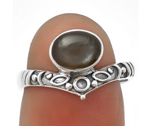 Gray Moonstone Ring size-7 SDR211495 R-1046, 6x8 mm