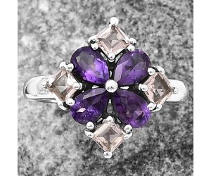 African Amethyst and Pink Amethyst Ring size-8.5 SDR211538 R-1021, 6x4 mm