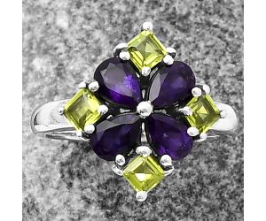 African Amethyst and Peridot Ring size-7 SDR211547 R-1021, 6x4 mm