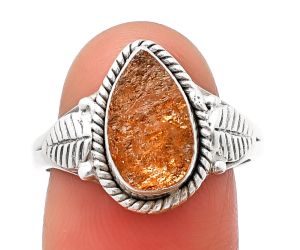 Sunstone Rough Ring Size-8 SDR212798 R-1403, 7x12 mm