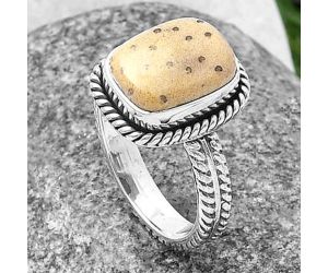 Palm Root Fossil Agate Ring Size-7 SDR213408 R-1065, 9x12 mm
