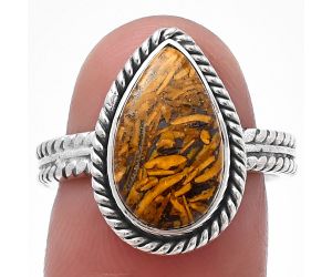 Coquina Fossil Jasper Ring Size-7 SDR213484 R-1065, 8x14 mm
