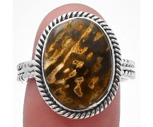 Palm Root Fossil Agate Ring Size-8.5 SDR213495 R-1065, 12x16 mm