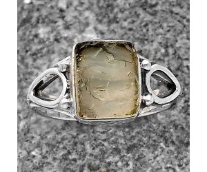 Yellow Scapolite Rough Ring Size-8 SDR213801 R-1224, 9x11 mm