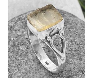 Yellow Scapolite Rough Ring Size-8 SDR213801 R-1224, 9x11 mm