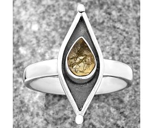 Evil Eye - Yellow Scapolite Rough Ring Size-8.5 SDR214208 R-1628, 7x5 mm