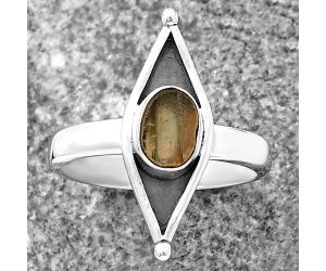 Evil Eye - Yellow Scapolite Rough Ring Size-8 SDR214218 R-1628, 7x5 mm
