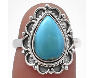 Natural Rare Turquoise Nevada Aztec Mt Ring size-7 SDR215419 R-1256, 8x12 mm