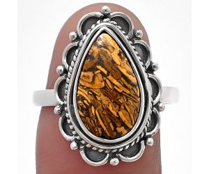 Coquina Fossil Jasper Ring size-8.5 SDR215454 R-1256, 9x14 mm