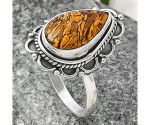 Coquina Fossil Jasper Ring size-8.5 SDR215454 R-1256, 9x14 mm