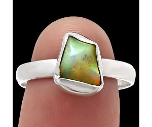 Ethiopian Opal Rough Ring size-9 SDR215531 R-1001, 7x10 mm