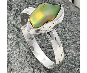 Ethiopian Opal Rough Ring size-9.5 SDR215550 R-1001, 6x12 mm