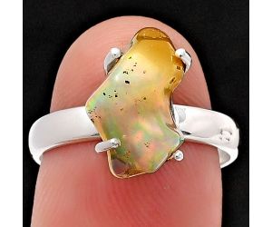 Ethiopian Opal Rough Ring size-7 SDR215573 R-1052, 8x14 mm