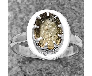 Yellow Scapolite Rough Ring size-9 SDR215706 R-1592, 8x11 mm