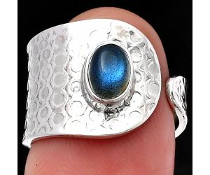 Adjustable - Blue Labradorite Ring size-6.5 SDR216033 R-1319, 5x7 mm