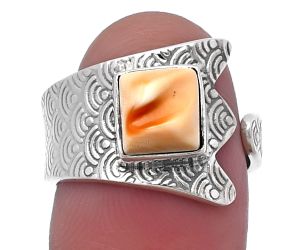 Adjustable - Natural Spiny Oyster Shell Ring size-7 SDR216074 R-1381, 7x7 mm