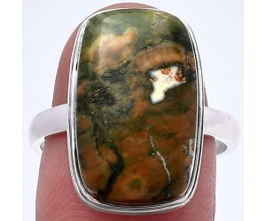 Rhyolite - Rainforest Jasper Ring size-8.5 SDR216328 R-1007, 12x19 mm