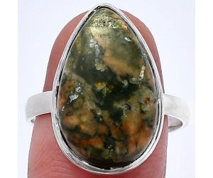 Rhyolite - Rainforest Jasper Ring size-9 SDR216337 R-1007, 12x20 mm