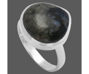 Llanite Blue Opal Crystal Sphere Ring size-7.5 SDR216712 R-1004, 14x14 mm