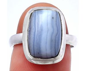 Blue Lace Agate Ring size-7 SDR216761 R-1007, 10x14 mm